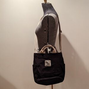 Lily Queen Black Canvas Tote & Messenger Bag